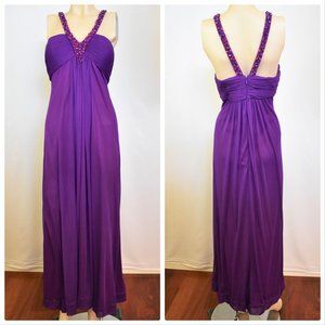 Xscape by Joanna Chen Purple Beaded Evening Gown